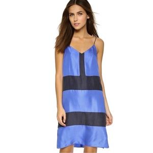 RAG & BONE BLUE SILK PRINTED MINI DRESS
